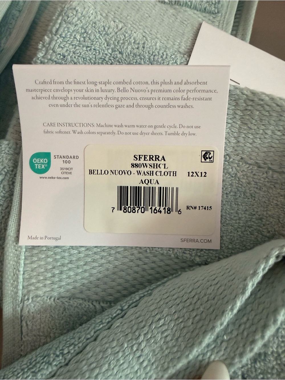 New Sferra Bello Nuovo Luxury Towel Set – Aqua – 6 Pieces - Picture 2 of 4